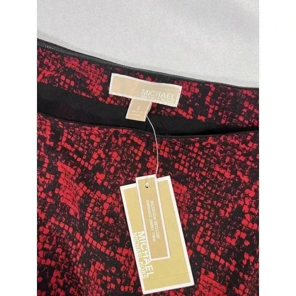 Michael Kors Snake Print Georgette One-Shoulder Dress Red Size 2
